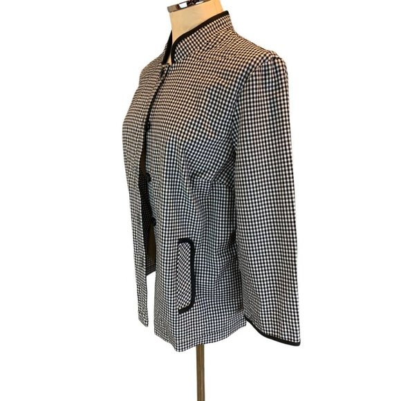 14 RQT Women's Black White Gingham Lightweight Jacket Button Up - Picture 5 of 8